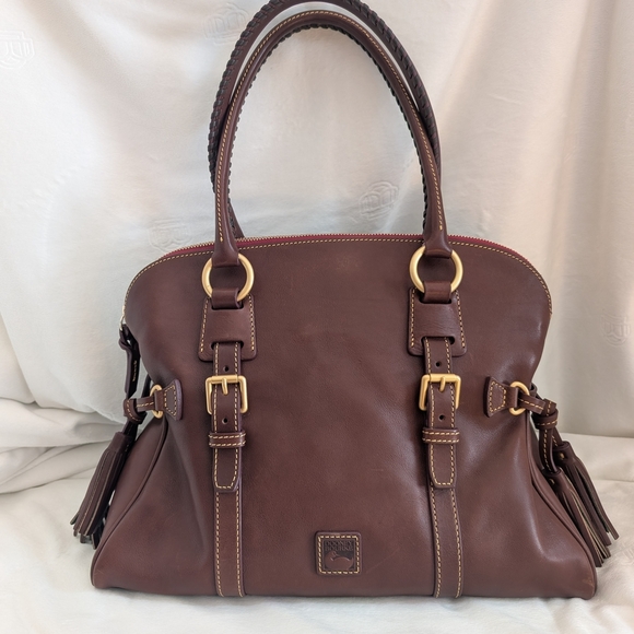 Dooney & Bourke Florentine Large Domed Buckle Satchel Chestnut Brown NWT - Picture 3 of 16